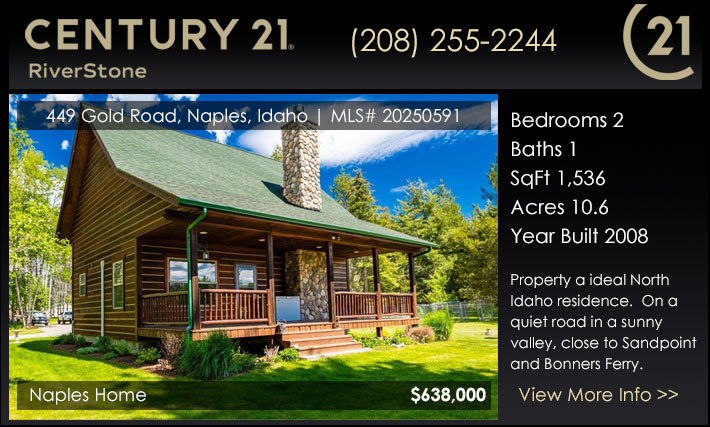 Situated on a quiet road in a sunny valley, close to both Sandpoint and Bonners Ferry