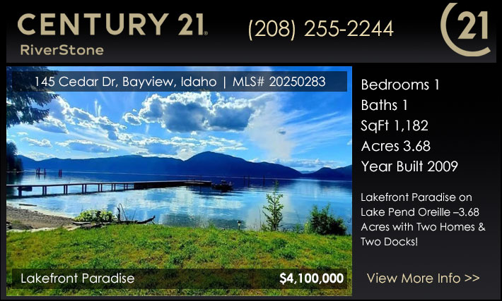 Lakefront Paradise on Lake Pend Oreille –3.68 Acres with Two Homes & Two Docks